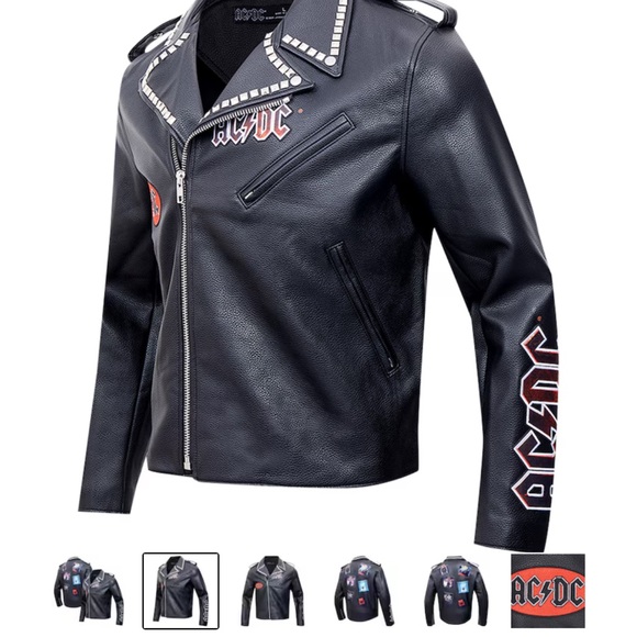 AC/DC Black Leather Jacket for Men - Picture 4 of 7